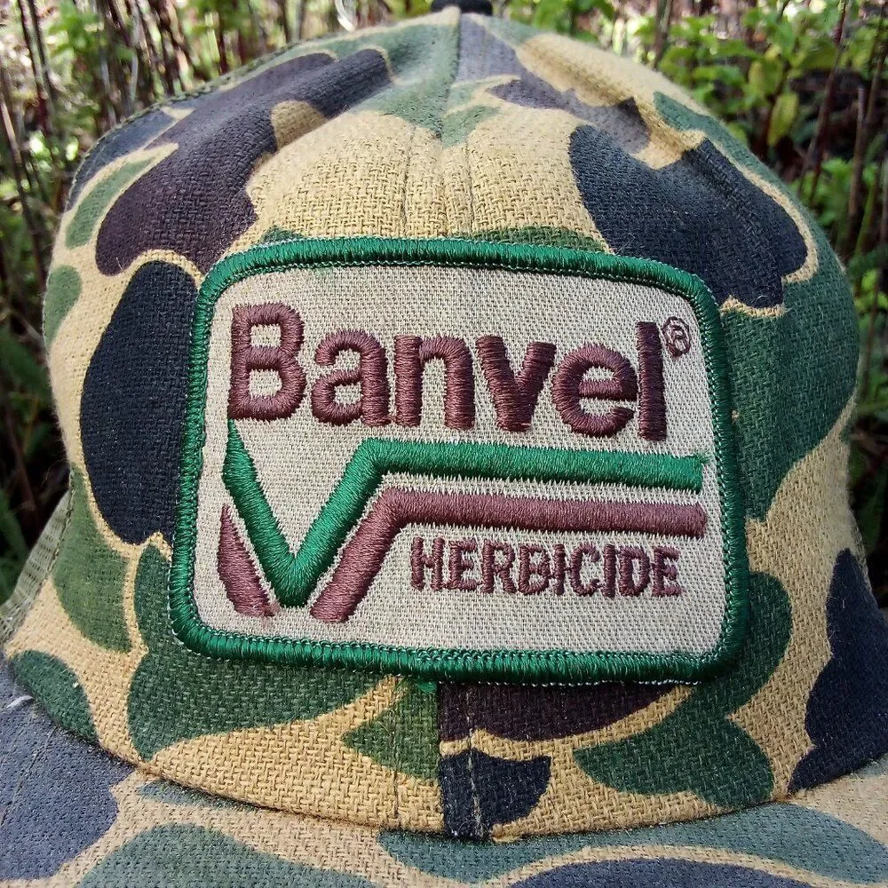 Vintage Banvel Herbicide Patch Camouflage Snap Trucker Hat Cap